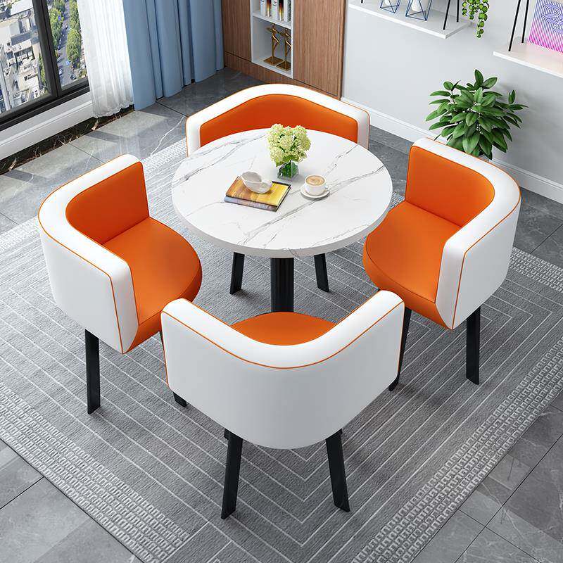 现代简约洽谈桌椅组合子办公室奶茶店会客接待休闲 网红收拢小圆