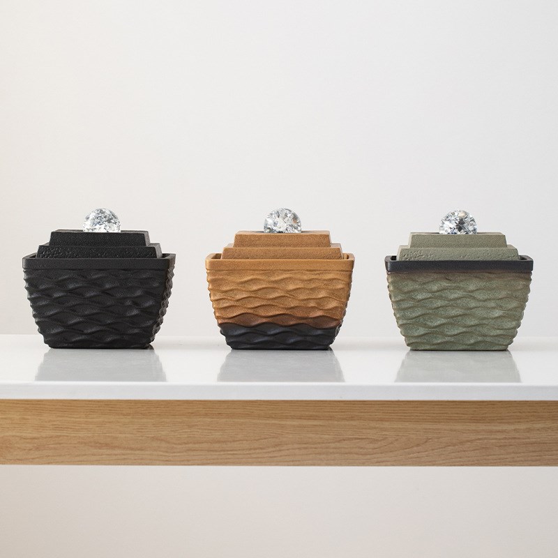 小型流水摆件循环水现代简约客厅陶瓷加湿器办公室桌X面喷泉水景