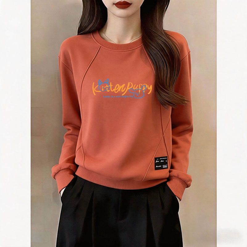 秋季珠地棉韩版女大码遮肉卫衣