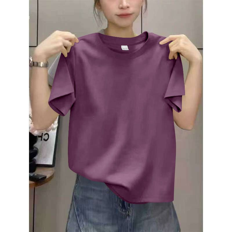 百搭新款纯棉短袖t恤女大码洋气潮流时尚ins通勤气质简约休闲上衣