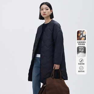 森系羽绒服热销女士时尚百搭菱格休闲韩版重磅轻暖中长款圆领外套