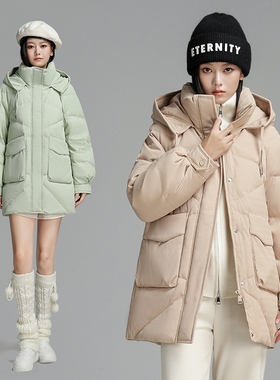 heure 22时尚休闲小众宽松廊形中长款肌理感羽绒服女款外套H56263