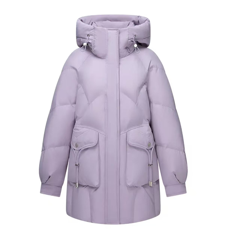 全龄秋冬新款女士中长款羽绒服插肩袖 新中式言廷风淑女简约款