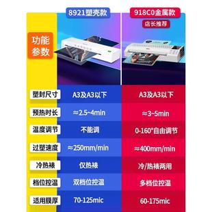 晨光过塑机塑封机a3商用办公照片封塑机家用小型a4相片压膜机过胶
