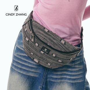 CINDY ZHANG2025年秋季新款破洞牛仔斜肩包
