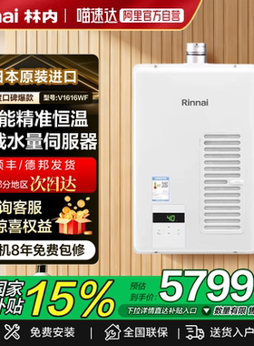 林内日本原装进口强排式燃气热水器水量伺服器智能恒温V1616WF(K)
