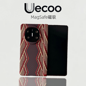 【Uecoo原创家】轻奢凯夫拉纹保护套适用华为MateX6手机壳磁吸超薄半包Matex5折叠屏带中轴华为x3手机壳硬壳