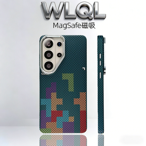 【WLQL原创家】碳纤维纹适用于三星GalaxyS26U手机壳S25Ultra金属镜框保护套s24u磁吸全包S23u硬PC壳凯夫拉纹