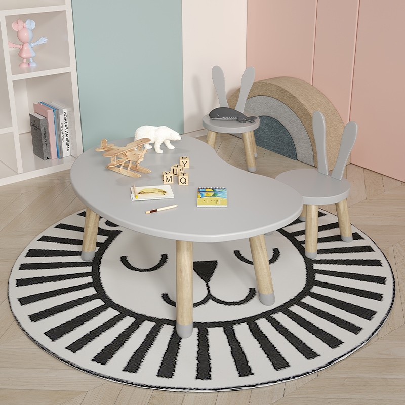 儿童花生桌家用宝宝游戏防撞幼儿园玩具手工桌子实木画画桌椅组合