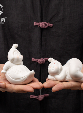 创意爱手工陶瓷唐女笔托茶宠文房用品茶搁搁笔架家居小