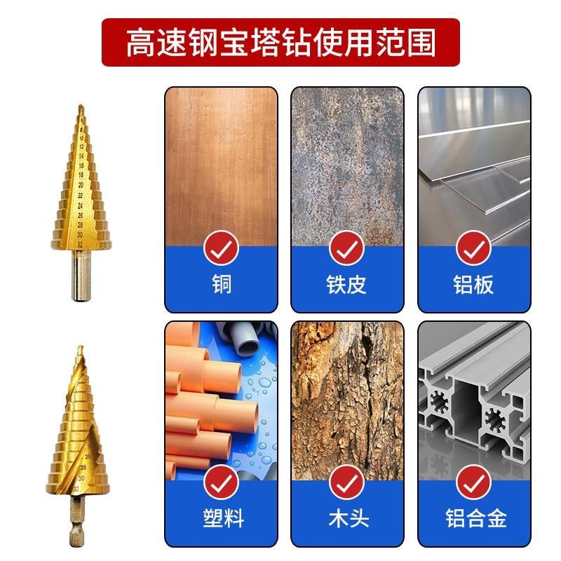 精工锯齿宝塔钻头含钴金属打孔孔器扩孔器装阶梯钻,工业油品/胶粘/化学/实验室用品,深孔板,淘宝优惠券,粉丝福利购,淘宝优惠卷