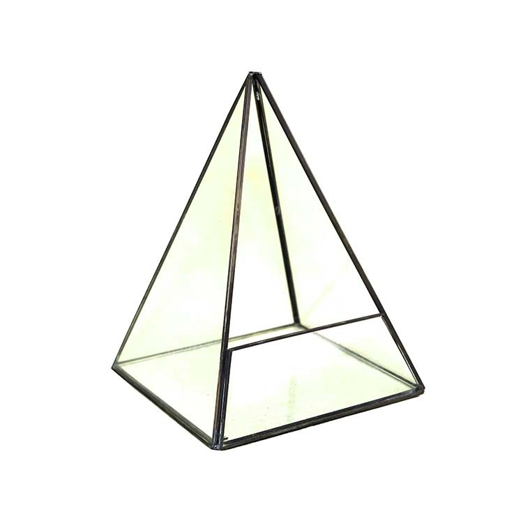 永生花多肉植物玻璃花房 微景观金字塔形花器 桌面空凤装饰花房