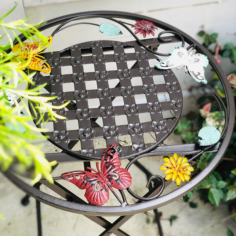 铁艺折叠小圆桌阳台小茶几客厅沙发角边几创意小茶桌花园装饰花架