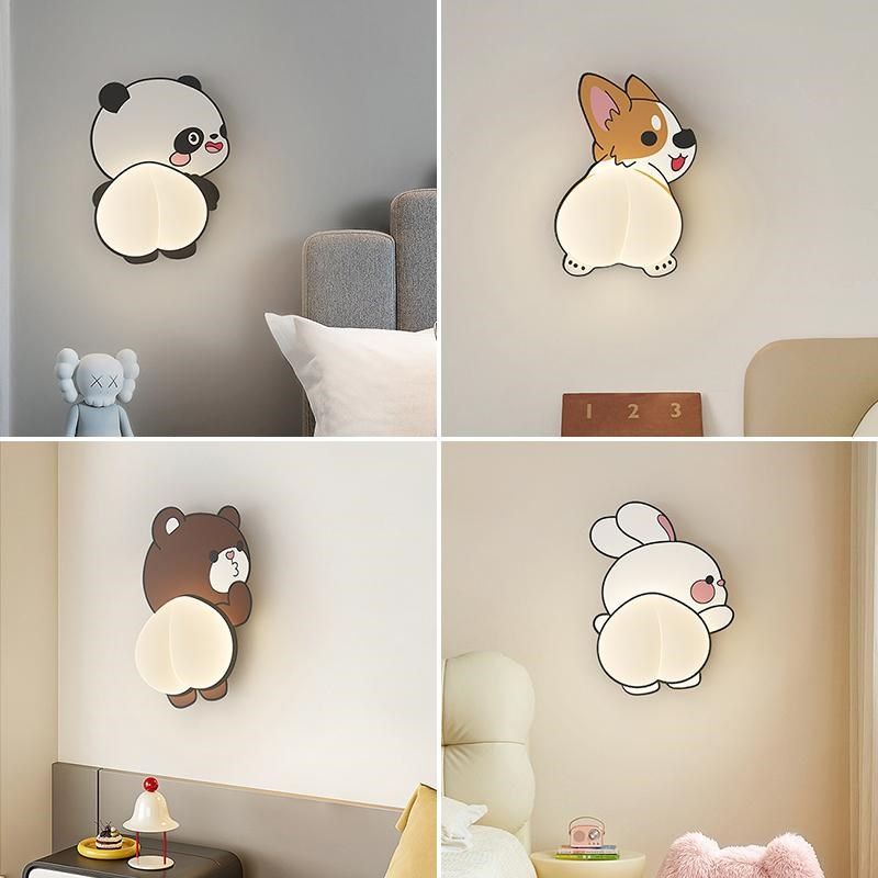 儿童房壁灯创意卡通个性蜜桃奶油风护眼床头灯卧室走廊过道墙壁灯