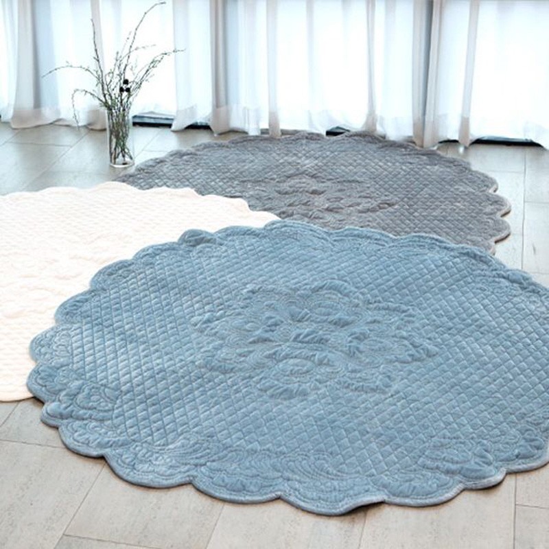 韩国 超柔水晶短绒圆形地毯床边毯垫子欧式in风客厅卧室地垫