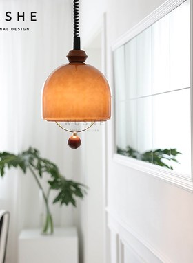 新款中古侘寂风吊灯热玻璃吧台茶室intge餐桌复古灯