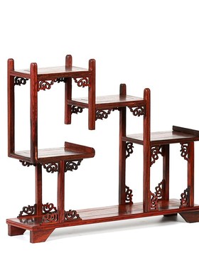 红木小型博古架红色紫砂壶架茶具架子红酸枝实木托架多宝阁架底座