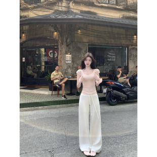 jijilulu积极璐 收腰系带宽松显瘦气质亲肤 日常好穿三色休闲裤