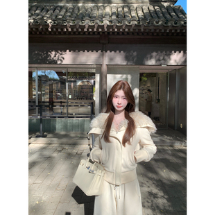 jijilulu积极璐 韩女范本 仿羊绒磨毛短外套防风保暖翻领毛毛外套