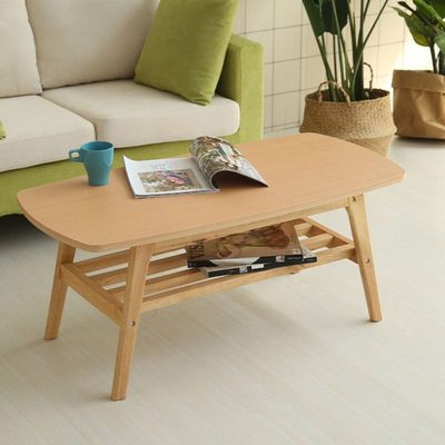 简约现代创意实木茶几 小户型北欧原木咖啡桌可折叠客厅茶桌茶几