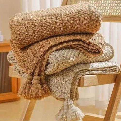 北欧复古大吊穗编织毯民沙发毯午睡毯宿床尾毯床尾巾搭毯床旗盖毯
