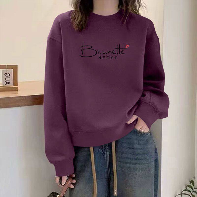 华棉短款长袖卫衣女秋冬新款设计感减龄印花高级百搭正肩上衣女