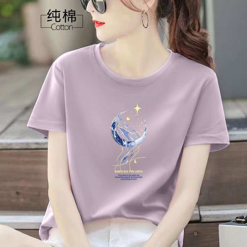 夏季纯棉短袖宽松显瘦T恤女