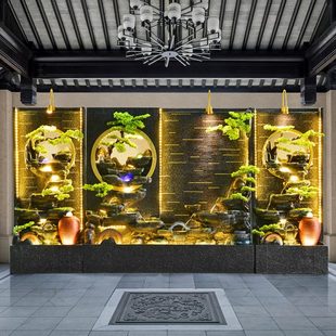 饰品别墅庭院造景 落地屏风客厅水幕墙隔断假山循环流水摆件喷泉装