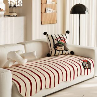 复古沙发垫四季 快乐小狗美式 通用沙发专用盖布巾防滑套罩沙发坐垫