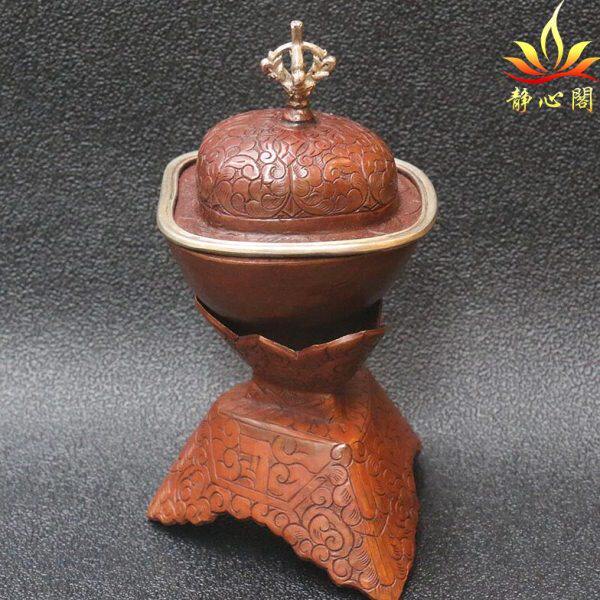 尼泊尔手工雕花纯铜嘎托巴碗供杯供水供酒居家摆件供奉法器古色