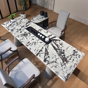 天然雪山兰奢石大茶桌现代轻奢高端茶桌椅组合家用办公茶台桌