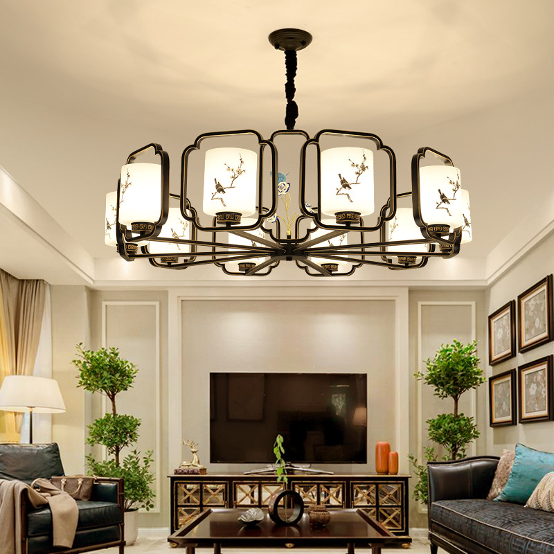 现代新中式大气客厅灯别墅复式楼仿古餐厅灯具复古中国风大吊灯