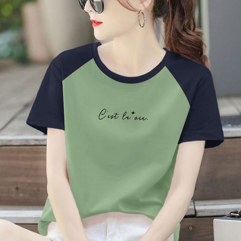纯棉短袖T恤女夏装新款洋气