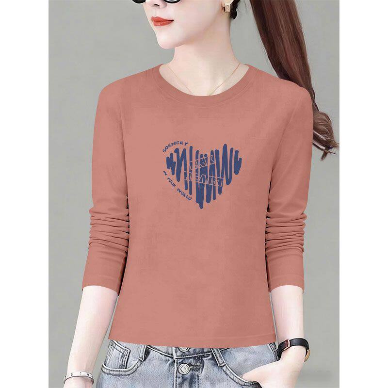 纯棉时尚长袖T恤女秋冬新款气质潮流设计感洋气高级韩版上衣女ins