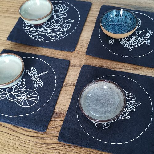 刺绣手工自绣初学者制作茶垫立体绣品杯垫打发时间材料包