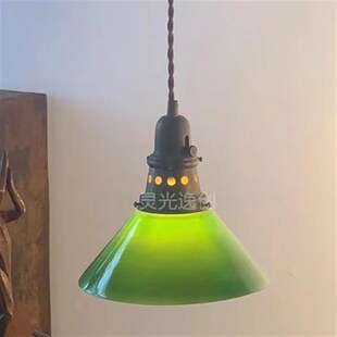 中古won灵光逸创 艺术玄关个性吊灯吧台吊灯绿色玻璃复古灯