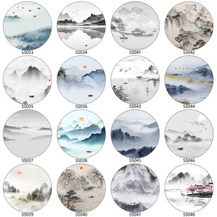 新屏风纱画乔其纱定制屏风格半画布山水鸟风景画