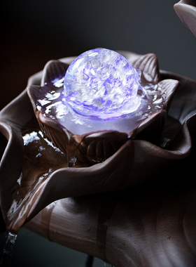 陶瓷自动循环流水鱼盆鱼缸鱼池喷泉瀑布造景装饰循环水