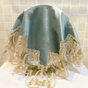 防尘布遮盖防灰尘镜子遮挡帘梳妆台镜子遮挡帘蕾丝布料盖布欧式子