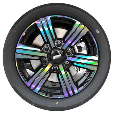 适用坦轮毂纸轮廓个性改装七彩镭射反光膜钢圈划痕遮挡