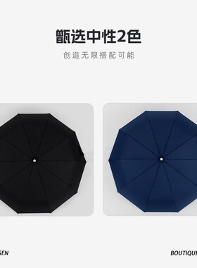 十骨结实抗风雨伞男女全自动一键合加大号英伦复古伞黑