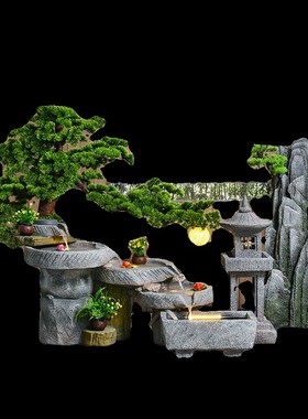 石磨流水摆件循环水造景观招财落地假山喷泉鱼池庭院花园家居装饰