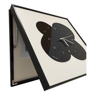 现代电表箱装饰画新款免打孔客厅静音时钟电表箱遮挡挂画