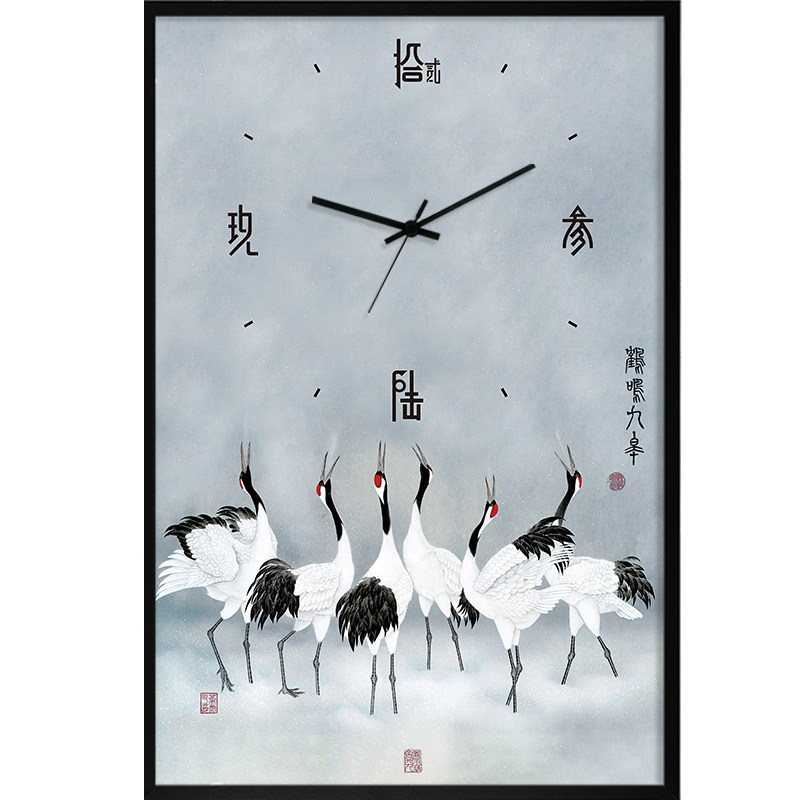 新电表箱装饰画时钟带钟表遮挡配电箱挂钟挂画竖竖款免打
