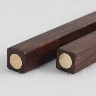 小楷文房用黑梓木镶黄铜镇尺镇纸实木黄铜文镇创意书法压纸一对装