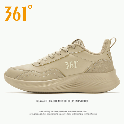 361度女鞋皮面软底跑步鞋2025秋冬季新款官方正品轻便运动休闲鞋