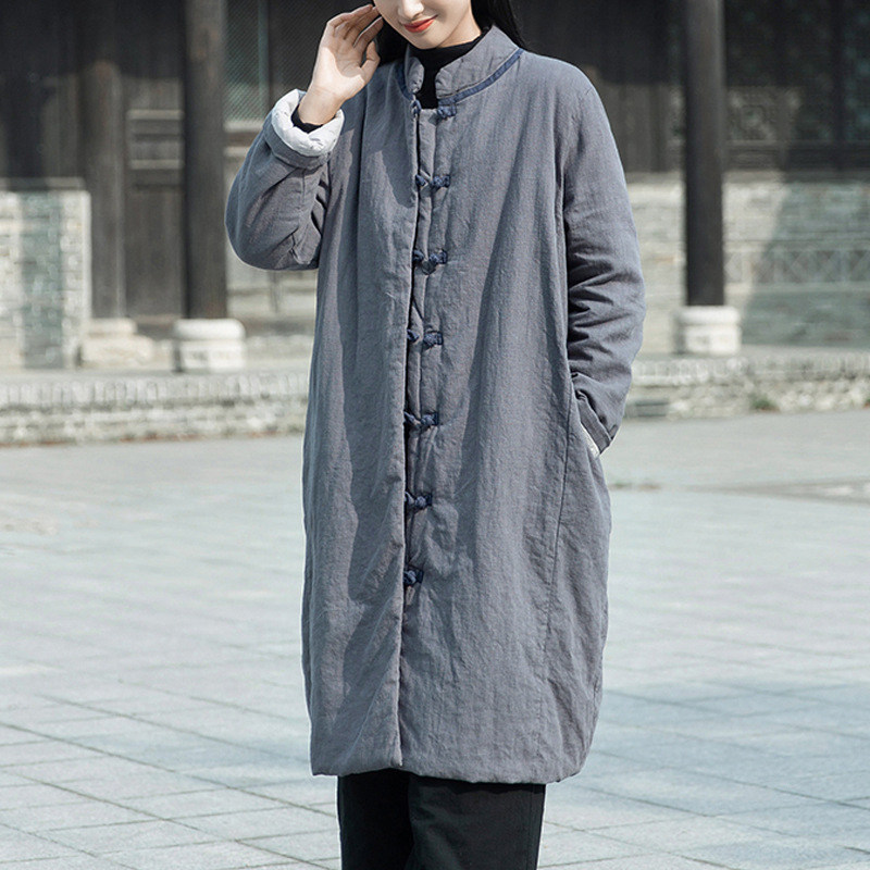 新款秋冬新中式立领中国风纯色盘扣中长款棉服亚麻宽松禅修棉衣,女装/女士精品,棉衣/棉服,淘宝优惠券,粉丝福利购,淘宝优惠卷