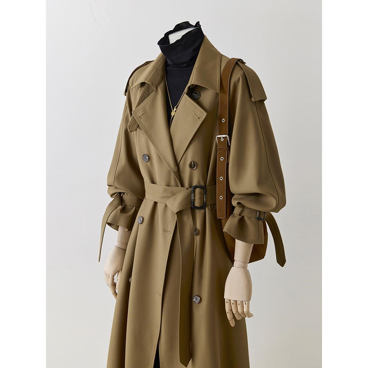 卡其色中长款风衣外套女春秋2025新款经典翻领收腰系带大衣高级感