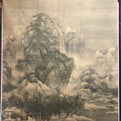 北宋 范宽 雪景寒林图 宋画精品仿古立轴国画微喷复制装饰画