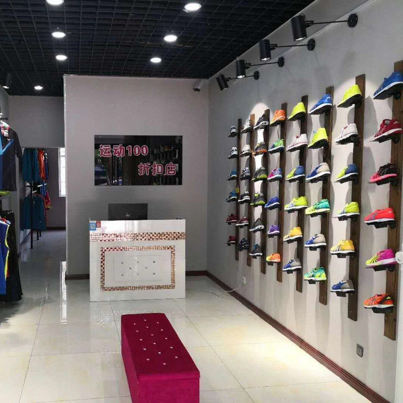 节省空间安装简单上墙木质鞋展示架鞋店鞋托架货架陈列架卖鞋架子